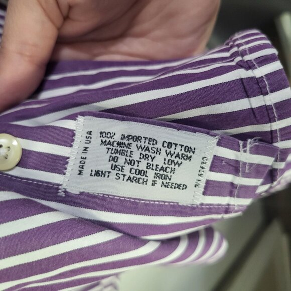 BURBERRY LONDON Men's SZ LG Purple Striped Long Sleeve Button Down Dress Shirt U - Picture 5 of 9
